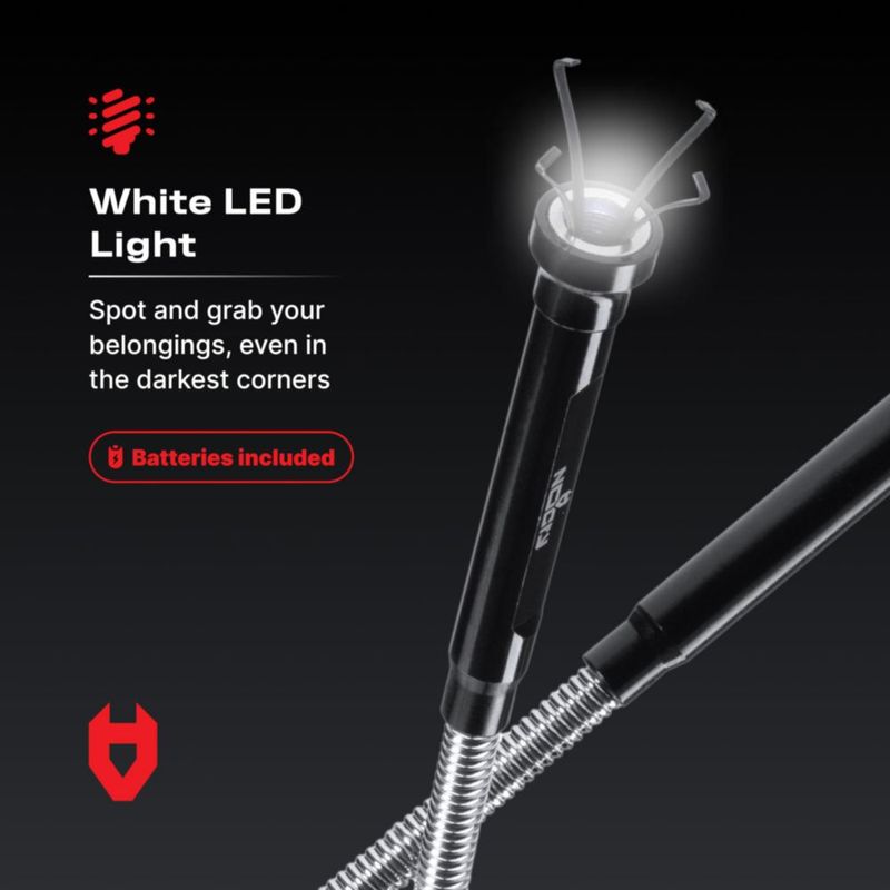 Herramienta de recogida NoCry 70 cm flexible con garra LED y imán de 23 kg