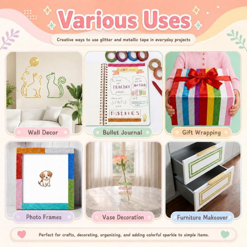 Cinta Washi Mr. Pen 24 rollos 6 mm/10 mm Brillantina y Foil