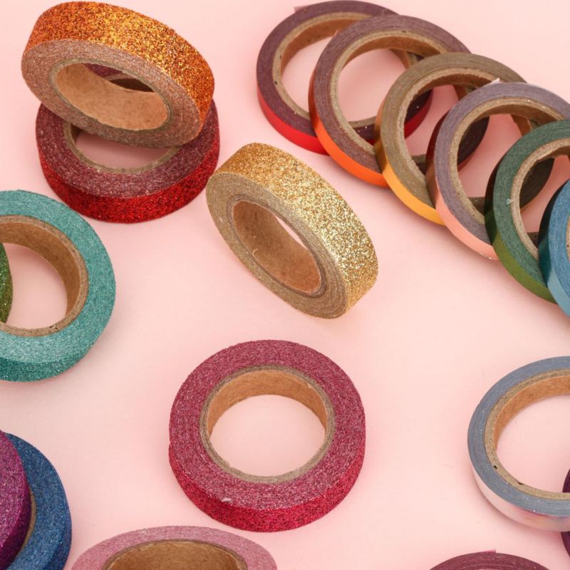 Cinta Washi Mr. Pen 24 rollos 6 mm/10 mm Brillantina y Foil