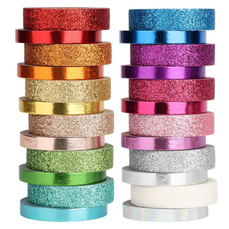 Cinta Washi Mr. Pen 24 rollos 6 mm/10 mm Brillantina y Foil