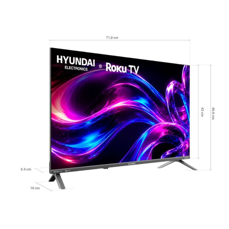 Pantalla 32 pulgadas Hyundai QLED HD HYLED3258QR con Roku TV