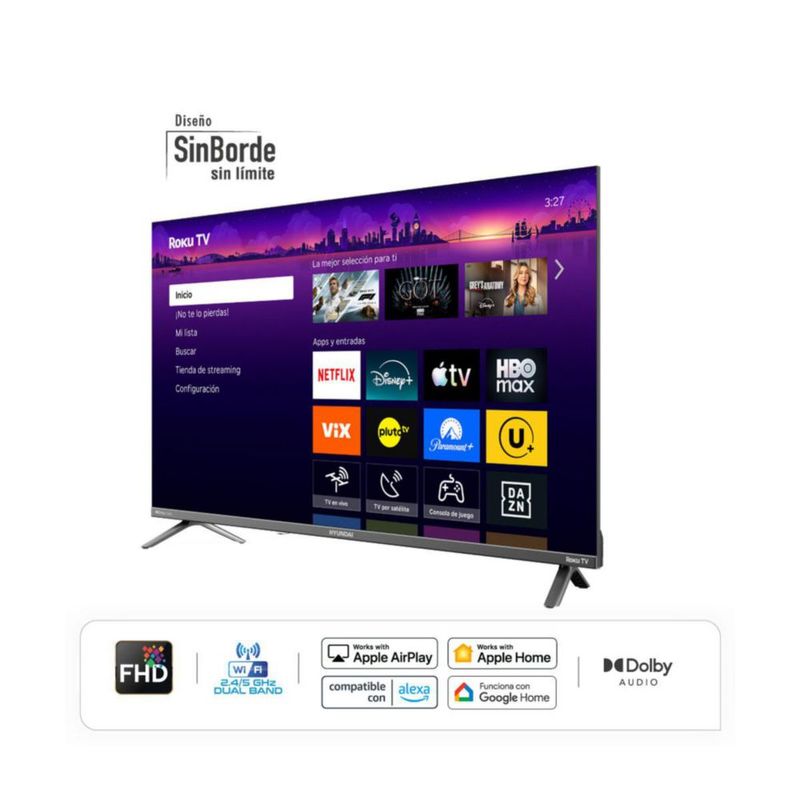 Pantalla 43 pulgadas Hyundai LED FHD HYLED4325RIM con Roku TV