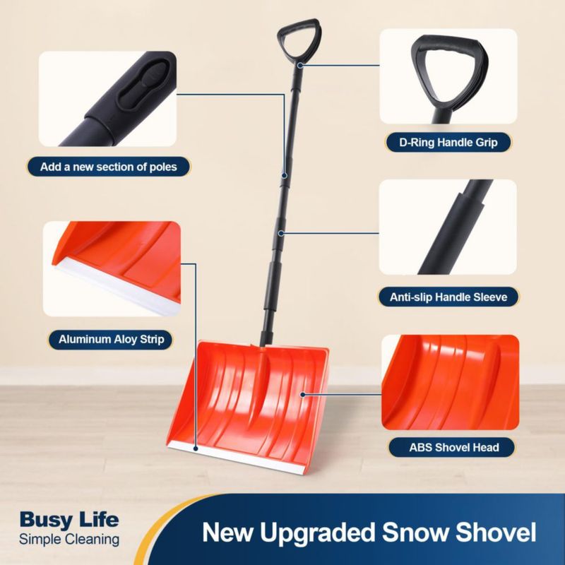 Pala para nieve Yocada de 140 cm con borde de aluminio y mango en D