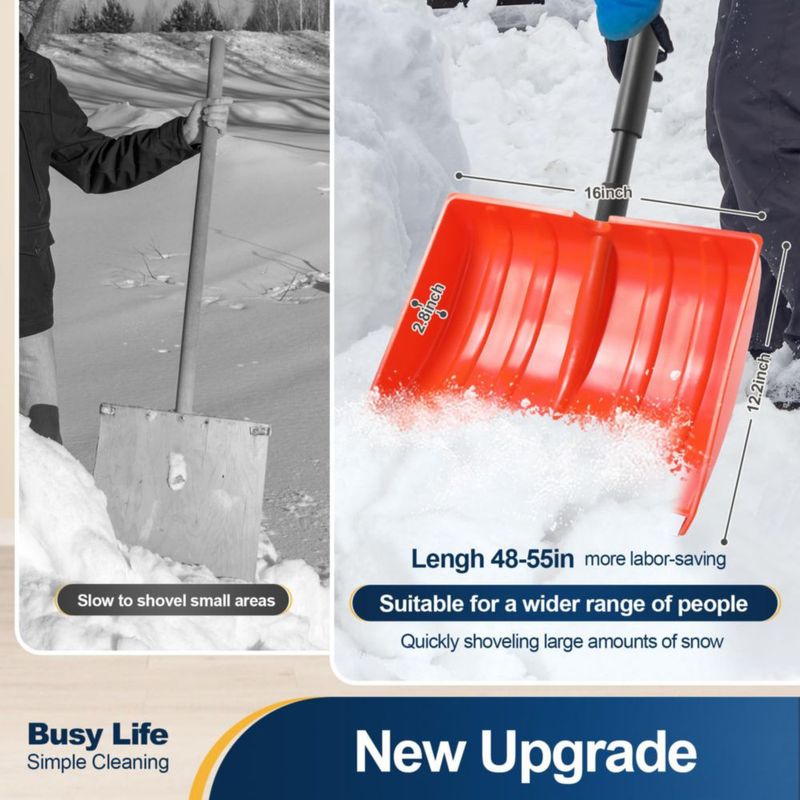Pala para nieve Yocada de 140 cm con borde de aluminio y mango en D