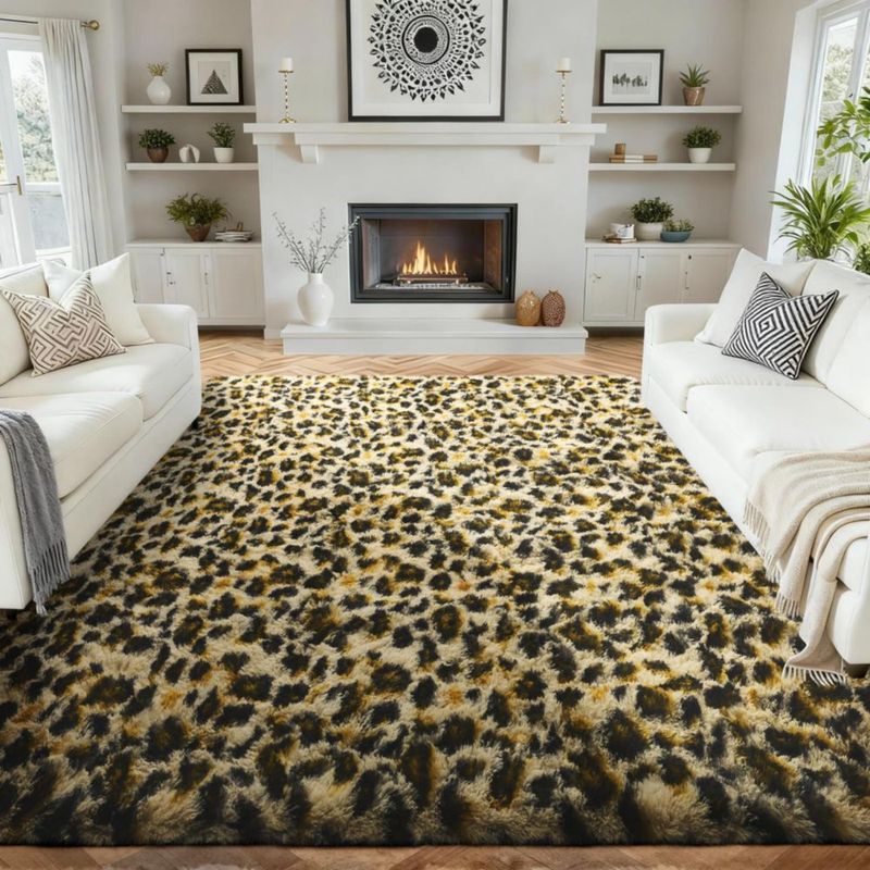 Alfombra Ophanie 6x9 Leopardo Peluda y Suave