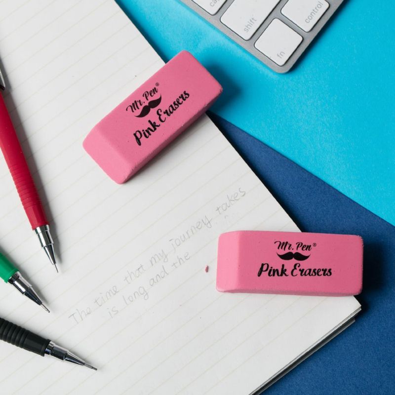 Goma de borrar Mr. Pen paquete de 12 rosa 6 x 25 x 1 cm
