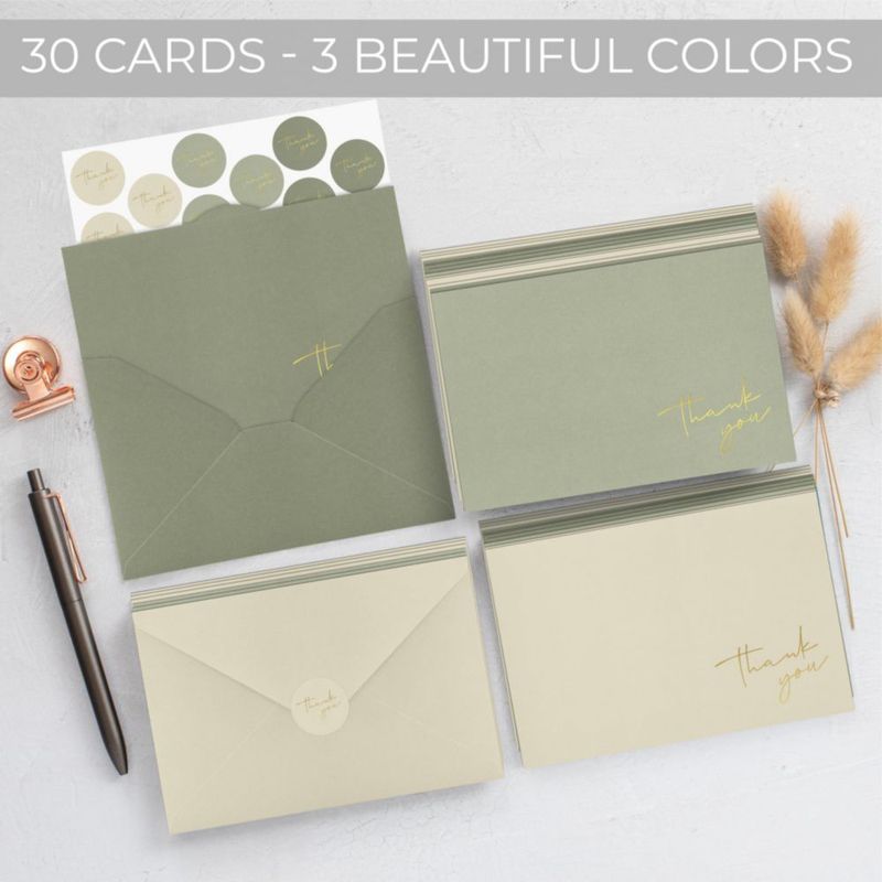 Tarjetas de agradecimiento ZICOTO set de 30 con sobres y stickers