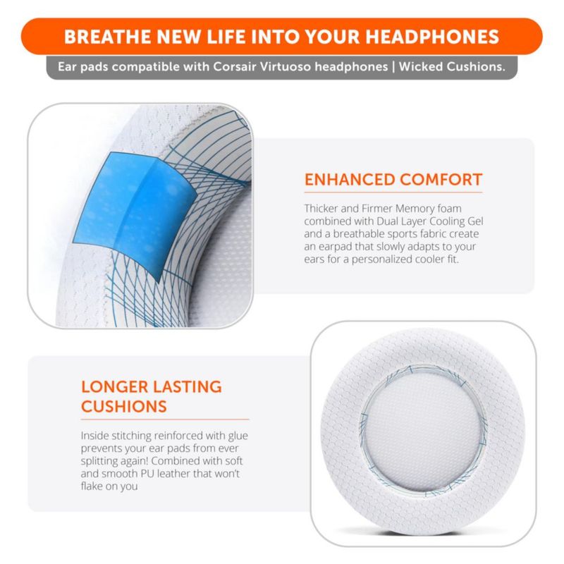 Almohadillas WC Virtuoso Corsair con Gel Refrigerante