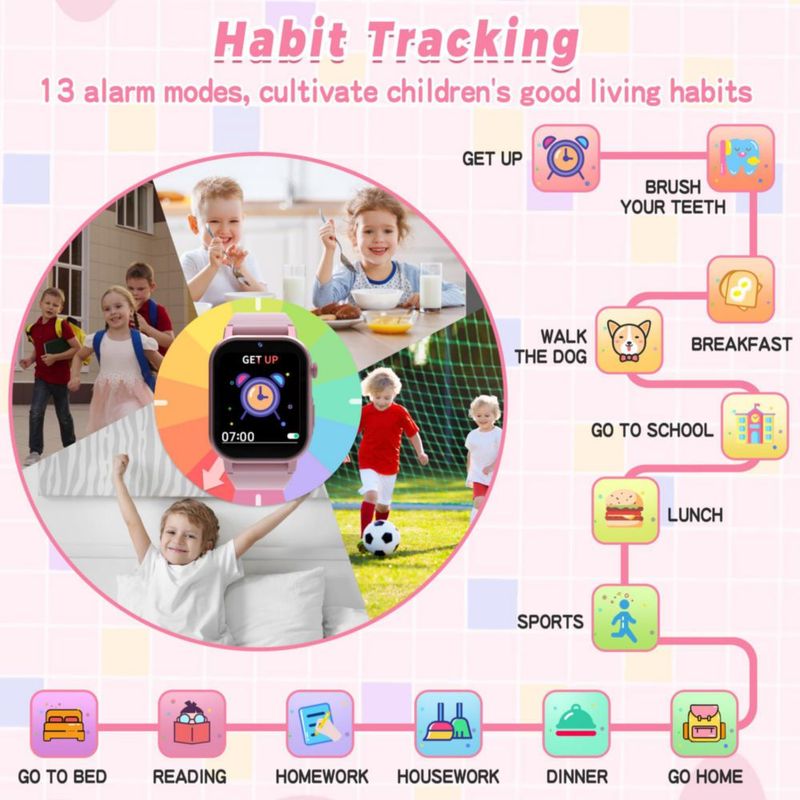 Reloj inteligente Phyulls para niños y niñas de 4 a 12 años 32 juegos cámara HD música