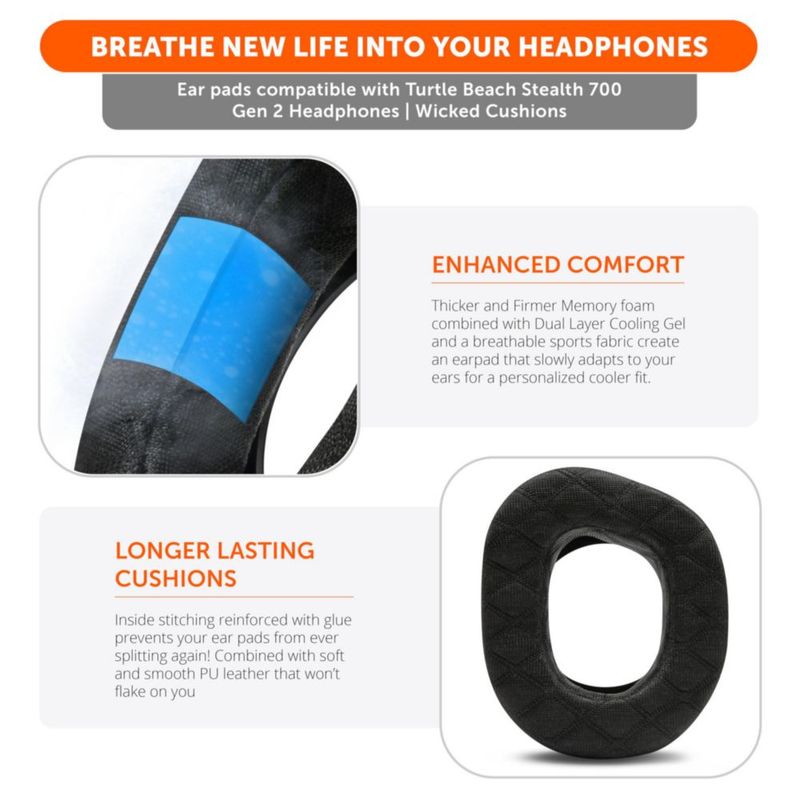 Almohadillas para auriculares WC Stealth 700 Gen 2 con gel refrigerante