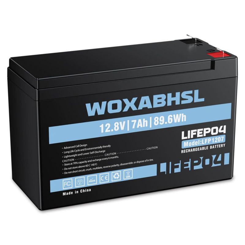 Batería WOXABHSL 12V 7Ah LiFePO4 ligera con BMS
