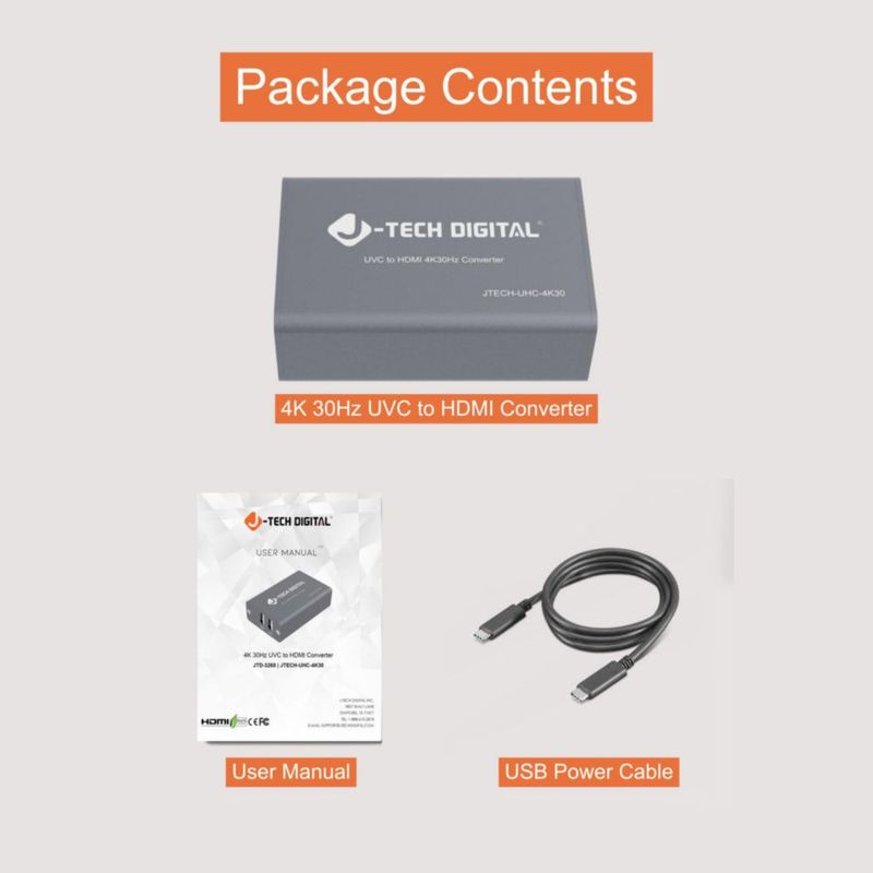 Convertidor J-Tech Digital JTECH-UHC-4K30 de UVC a HDMI 4K a 30 Hz
