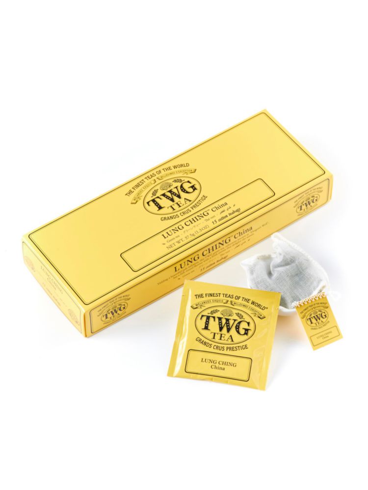 Té verde Lung Ching TWG 15 bolsas de algodón cosidas a mano