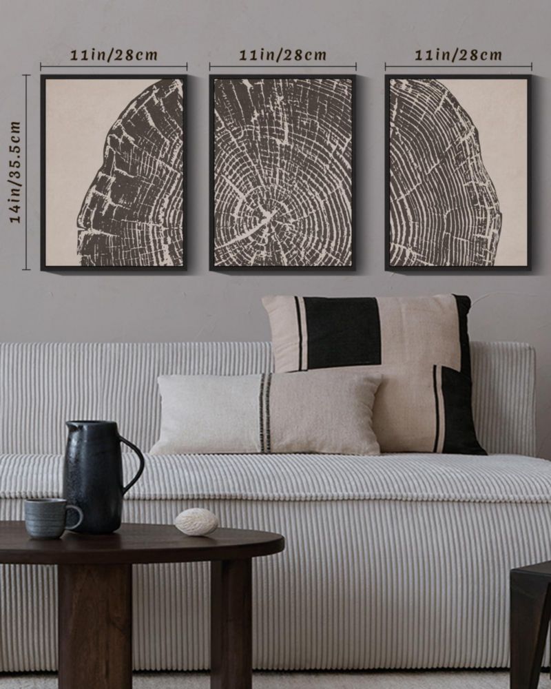 Arte de Pared PHOPAGO Vintage con Marco Anillos de Árbol 28x36 cm Juego