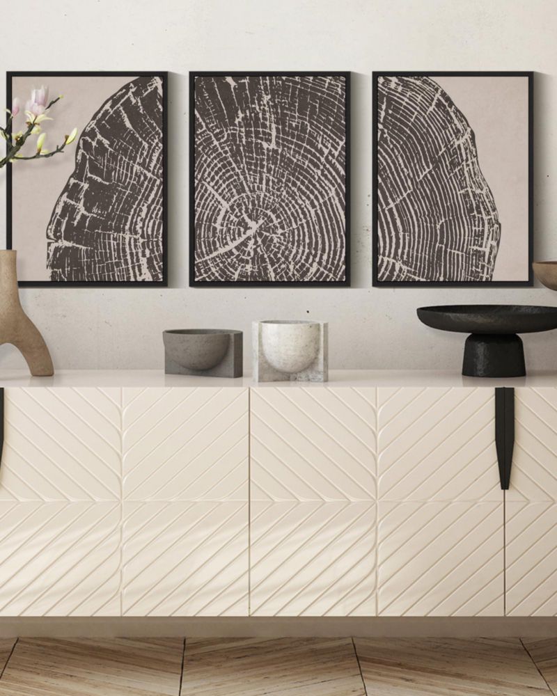 Arte de Pared PHOPAGO Vintage con Marco Anillos de Árbol 28x36 cm Juego
