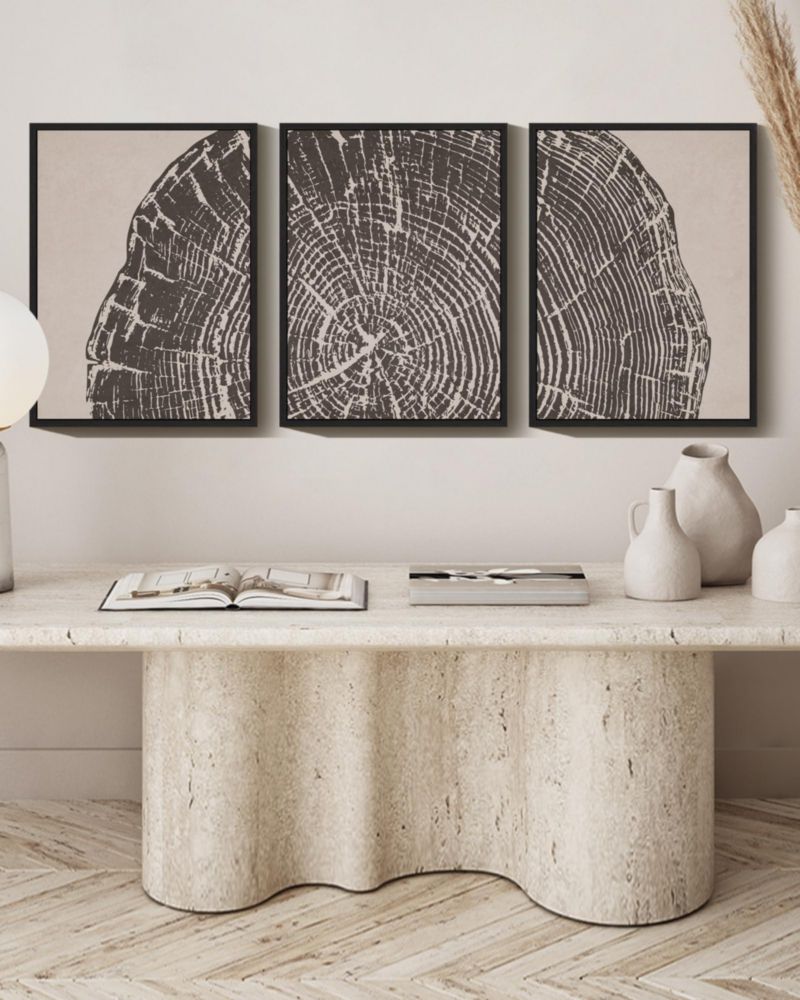 Arte de Pared PHOPAGO Vintage con Marco Anillos de Árbol 28x36 cm Juego