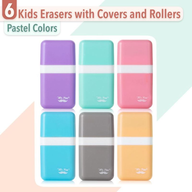 Borrador Mr. Pen 6 unidades colores pastel con tapa y rodillo