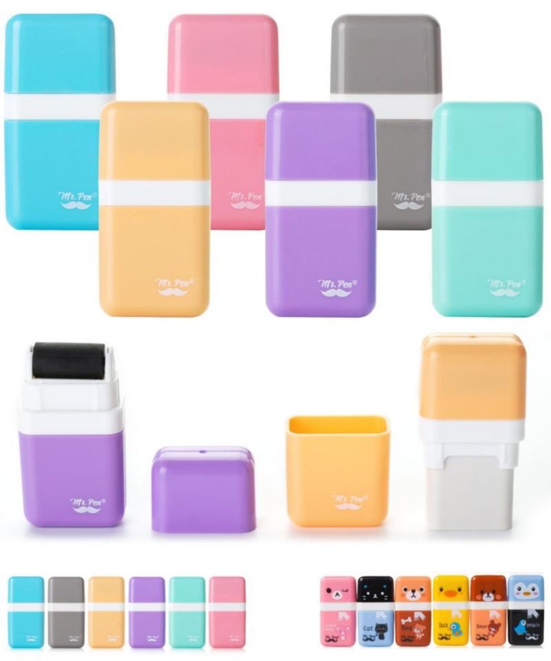 Borrador Mr. Pen 6 unidades colores pastel con tapa y rodillo