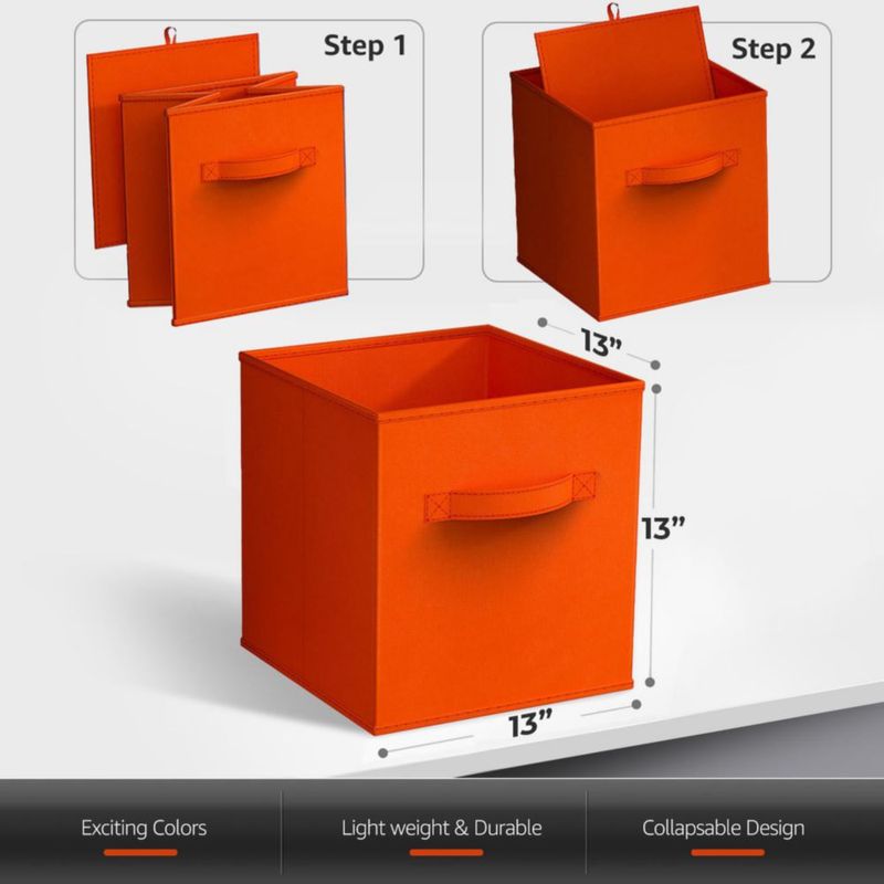 Cubos de Almacenamiento Sorbus 8 unidades 33 cm Naranja con Asas