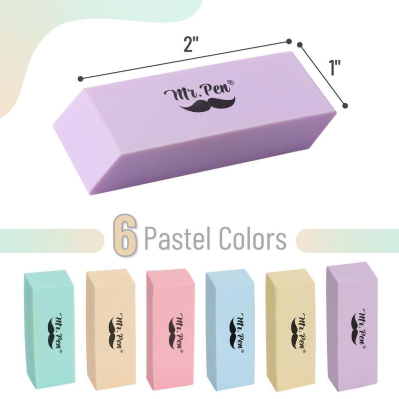 Borrador Mr. Pen paquete de 12 colores pastel 5.7 × 2.5 × 1 cm