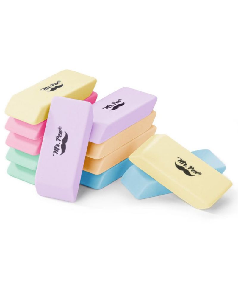 Borrador Mr. Pen paquete de 12 colores pastel 5.7 × 2.5 × 1 cm