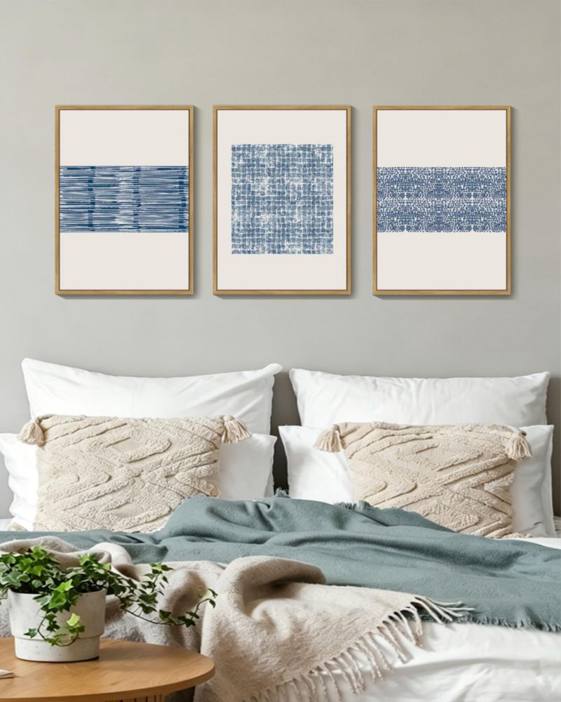 Arte de Pared PHOPAGO Abstracto Azul 28x36 cm Juego de 3