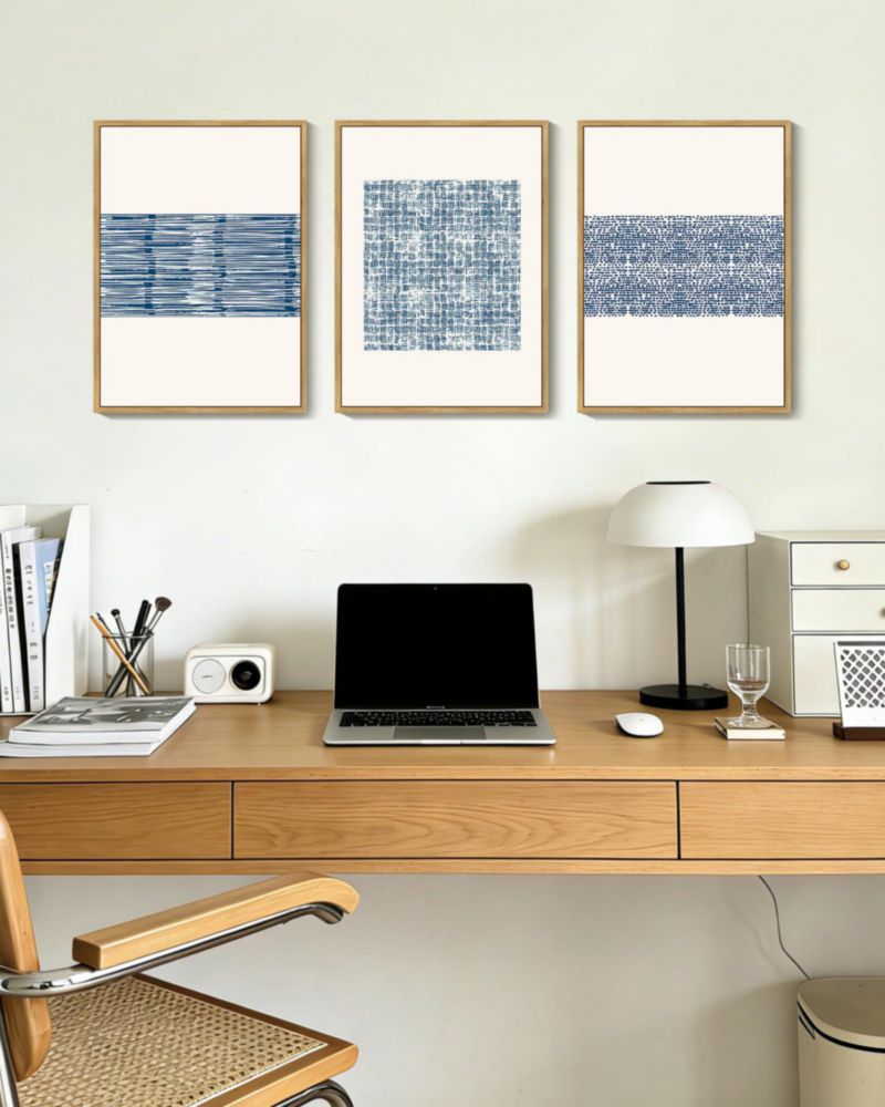 Arte de Pared PHOPAGO Abstracto Azul 28x36 cm Juego de 3