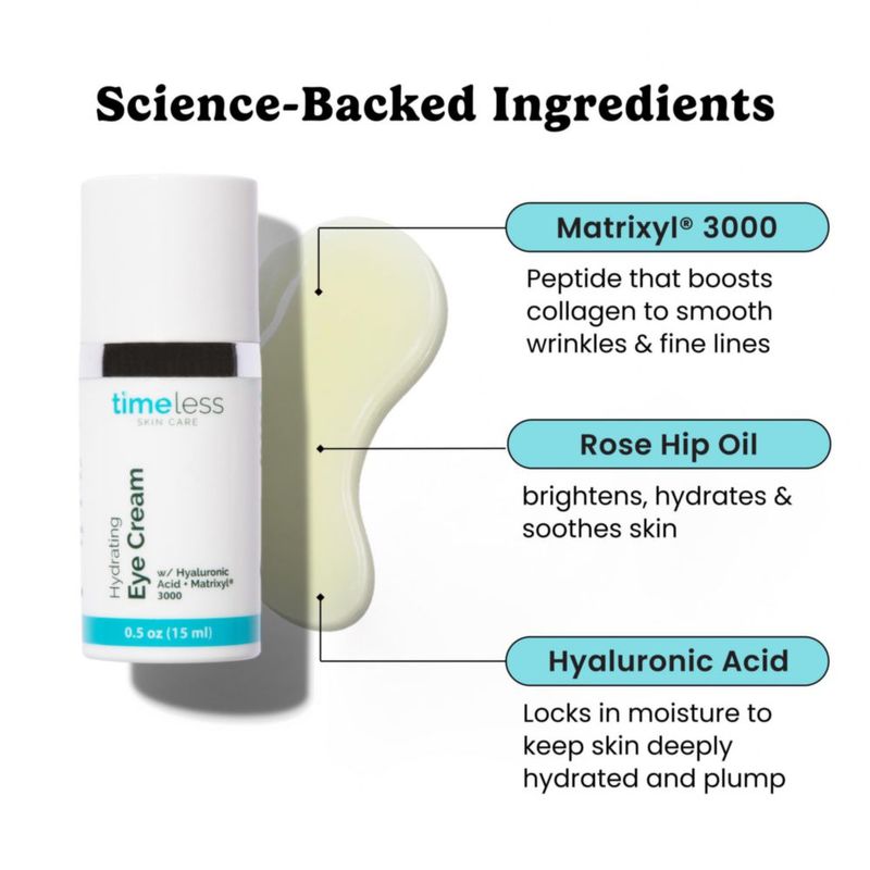 Crema para Ojos Timeless Skin Care 15 ml 2 unidades con Ácido Hialurónico