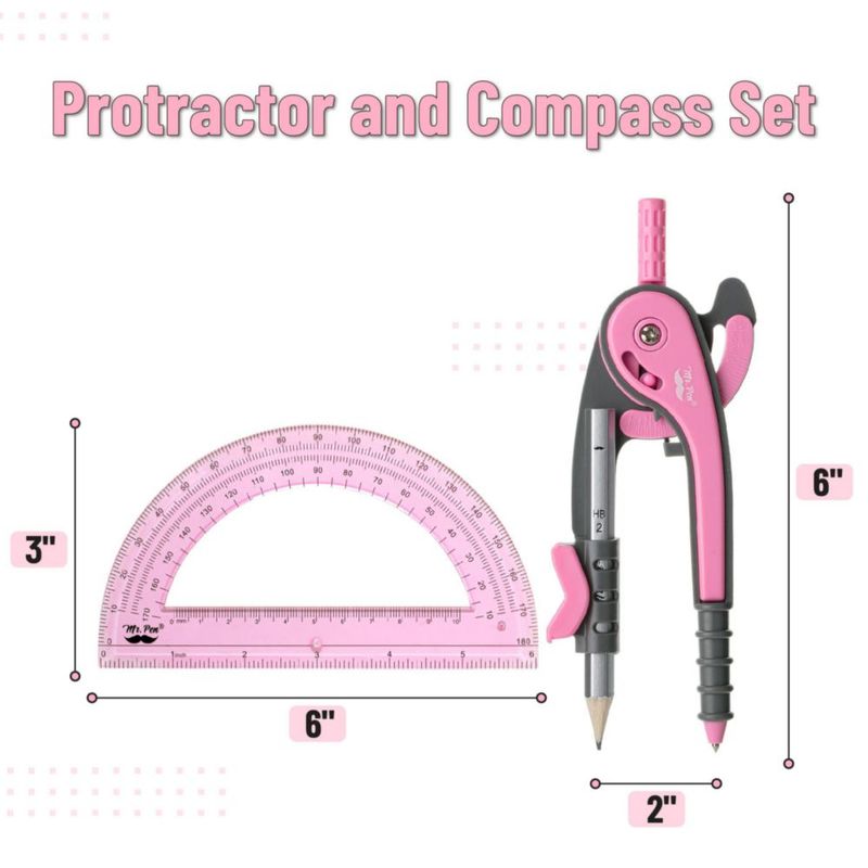 Set de Compás y Transportador Mr. Pen 15 cm para Geometría