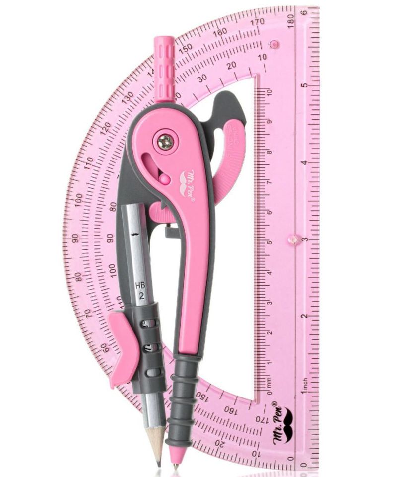 Set de Compás y Transportador Mr. Pen 15 cm para Geometría