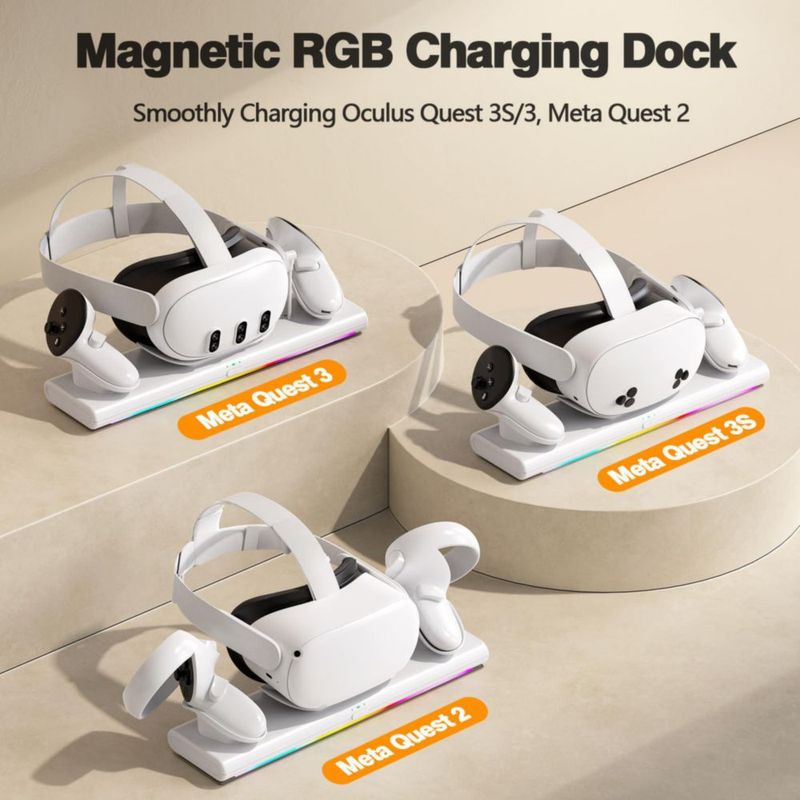 Base de Carga Hagibis para Meta Quest 3S/3/2 PD 20W RGB
