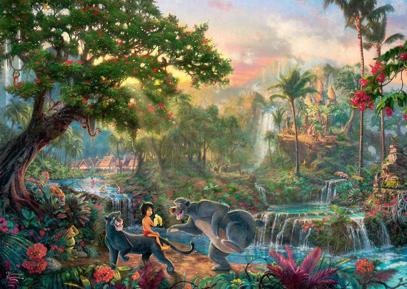 Rompecabezas Schmidt Thomas Kinkade El Libro de la Selva 1000 Piezas