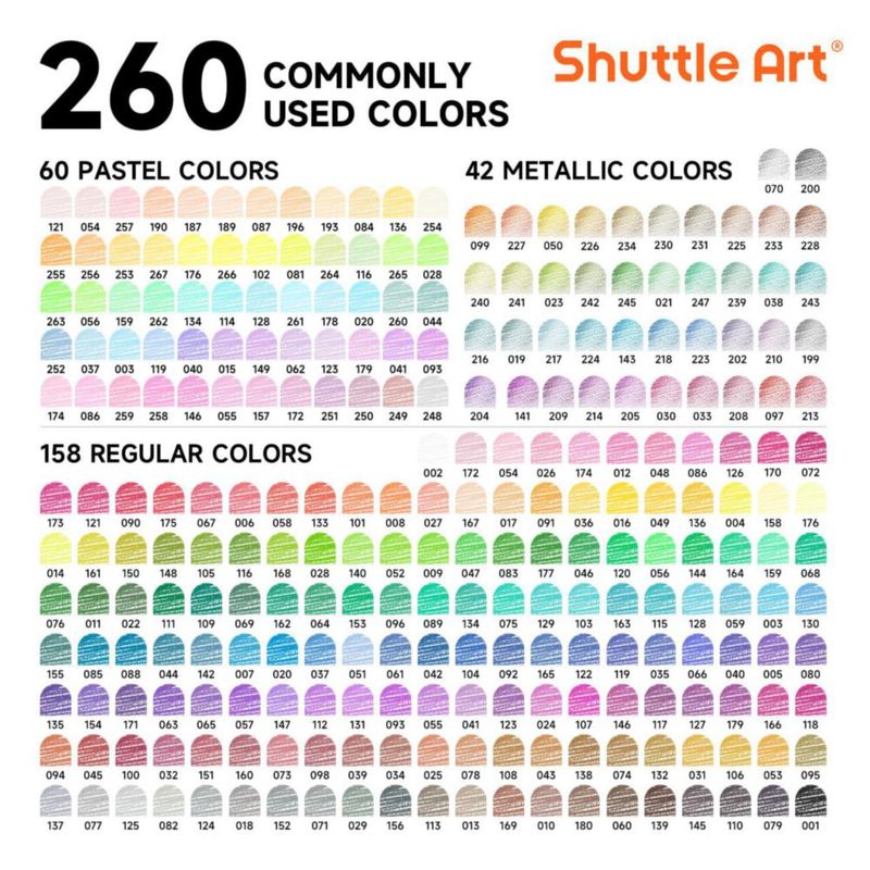 Set de 260 lápices de colores Shuttle Art de mina blanda