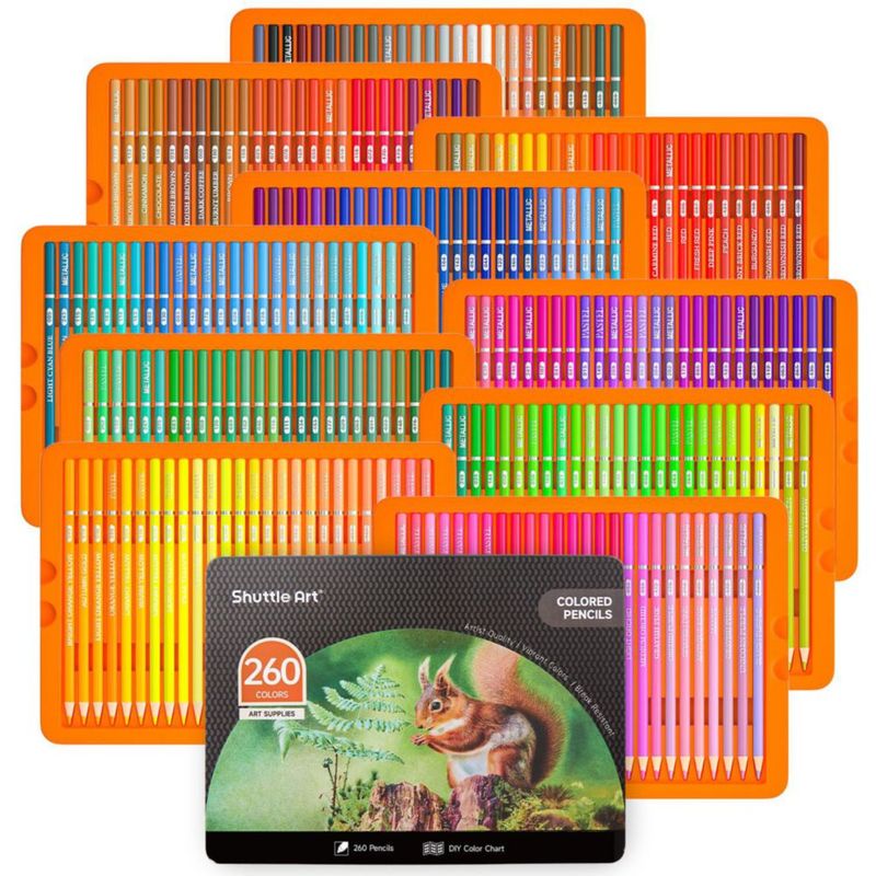 Set de 260 lápices de colores Shuttle Art de mina blanda