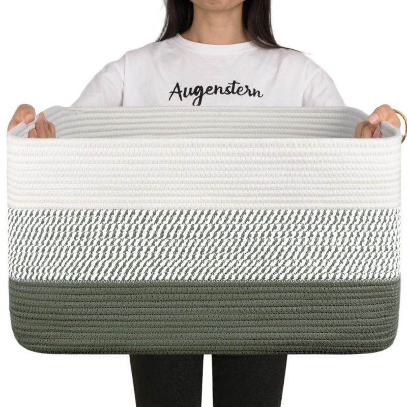 Cesta OIAHOMY 75 L Verde/Blanco de Cuerda de Algodón