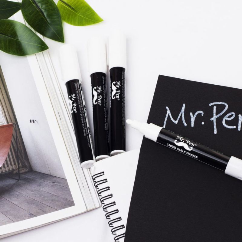 Marcadores de tiza Mr. Pen blanco 8 colores surtidos paquete de 4