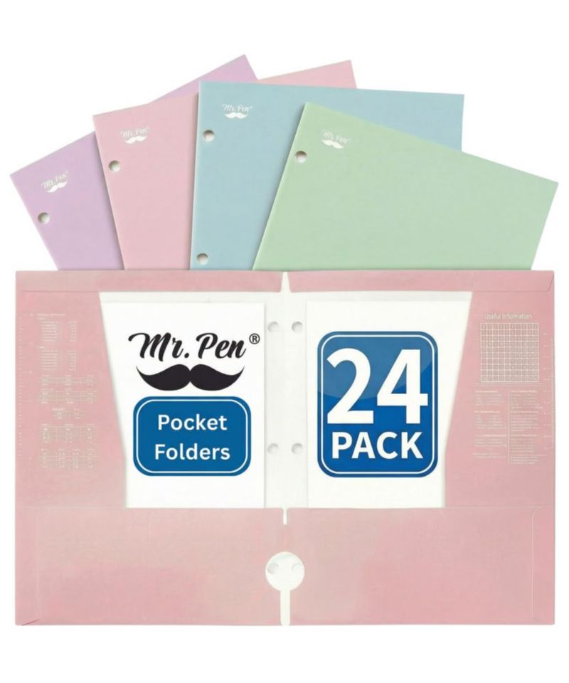Carpetas Mr. Pen paquete de 24 4 bolsillos colores pastel
