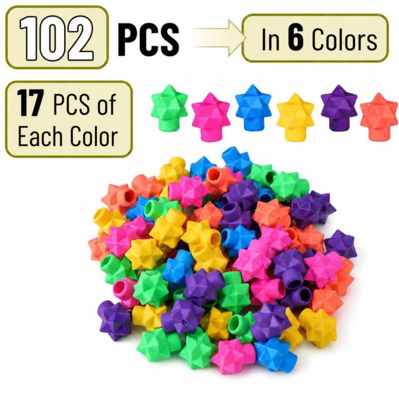Pack de 102 borradores de punta para lápiz Mr. Pen sin látex y tapas coloridas