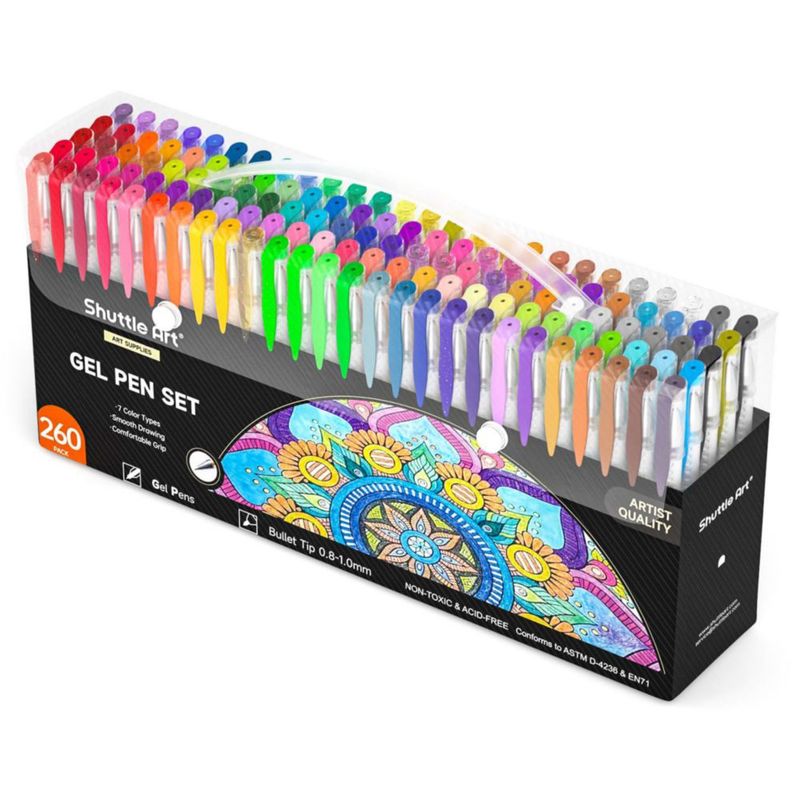 Set de bolígrafos de gel Shuttle Art 260 unidades 130 colores con 130 recambios