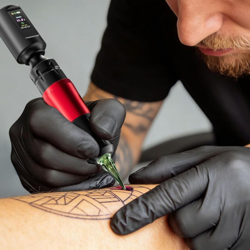 Kit de Máquina de Tatuaje Sin Cable Solong Tattoo 1800mAh LED