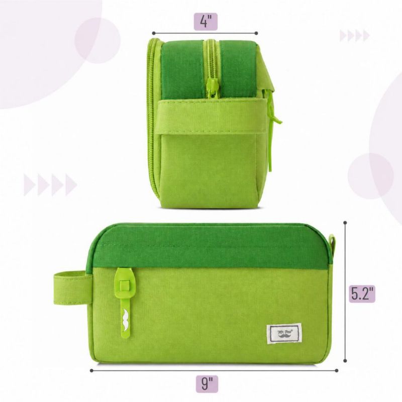 Estuche para lápices Mr. Pen de 3 compartimentos y 2 bolsillos verde