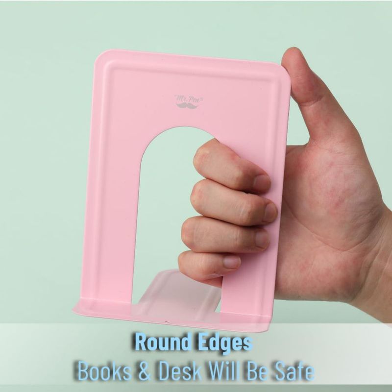 Porta libros Mr. Pen 4 piezas rosa claro de metal