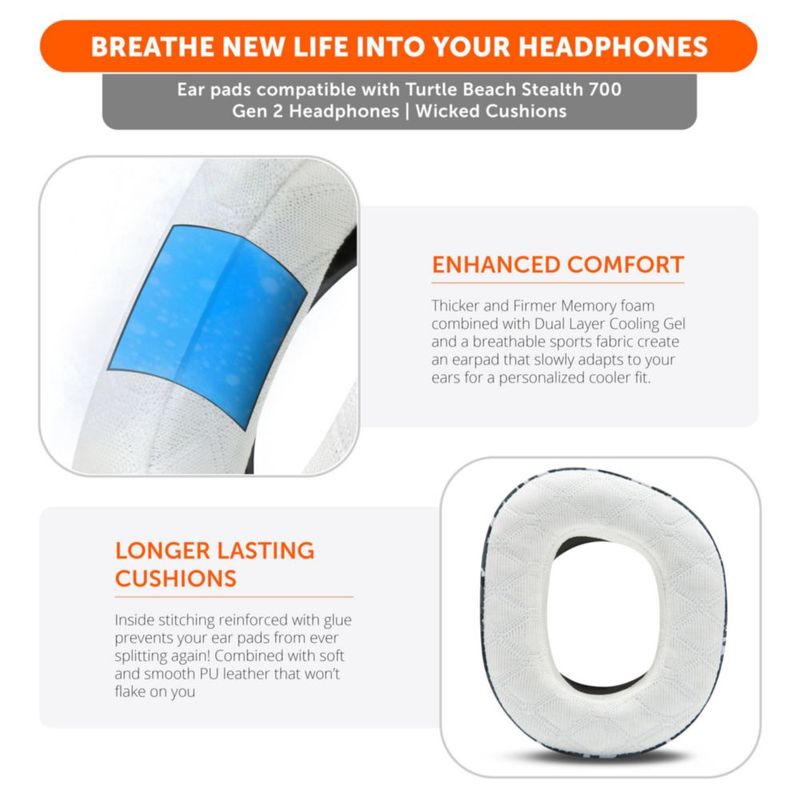 Almohadillas para auriculares WC Stealth 700 Gen 2 con gel refrigerante