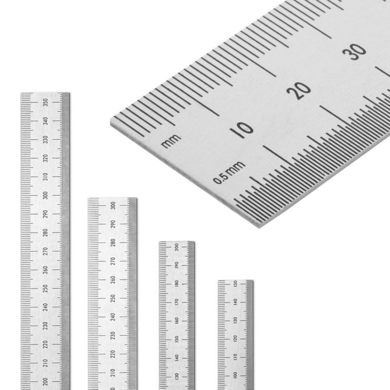 Set de Reglas Mr. Pen de Acero Inoxidable de 15 20 30 y 36 cm
