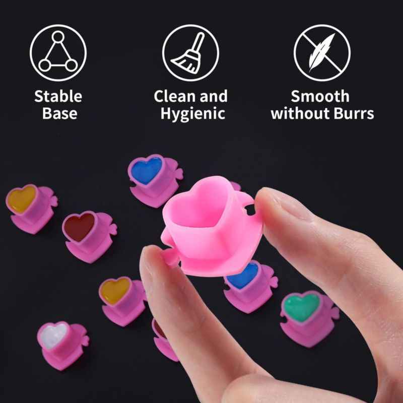 Tapas de Tinta para Tatuajes YILONG 200 unidades Desechables en Forma de Corazón Rosa
