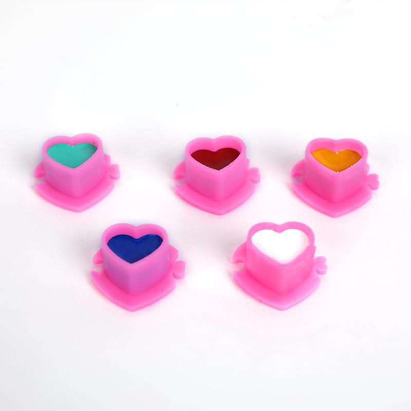 Tapas de Tinta para Tatuajes YILONG 200 unidades Desechables en Forma de Corazón Rosa