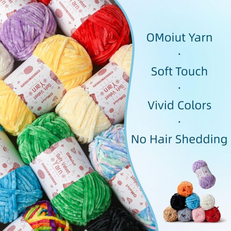 Set de 12 Madejas OMoiut Chenille Grueso 100 g/80 m