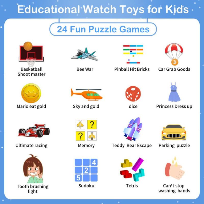 Reloj inteligente Phyulls para niños con 24 juegos despertador y cámara