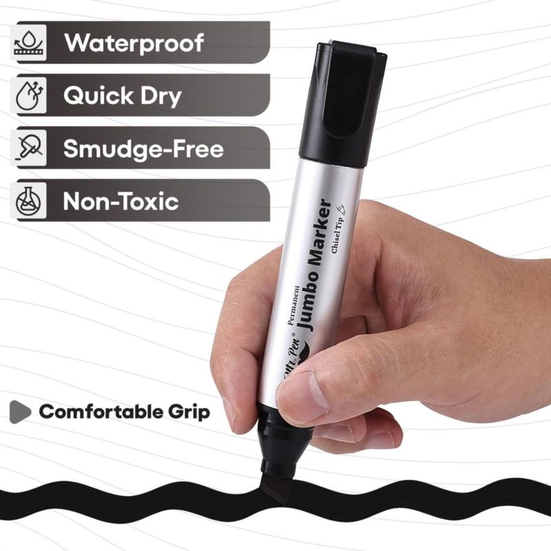 Marcadores Mr. Pen Jumbo de 4 unidades negros punta biselada impermeables