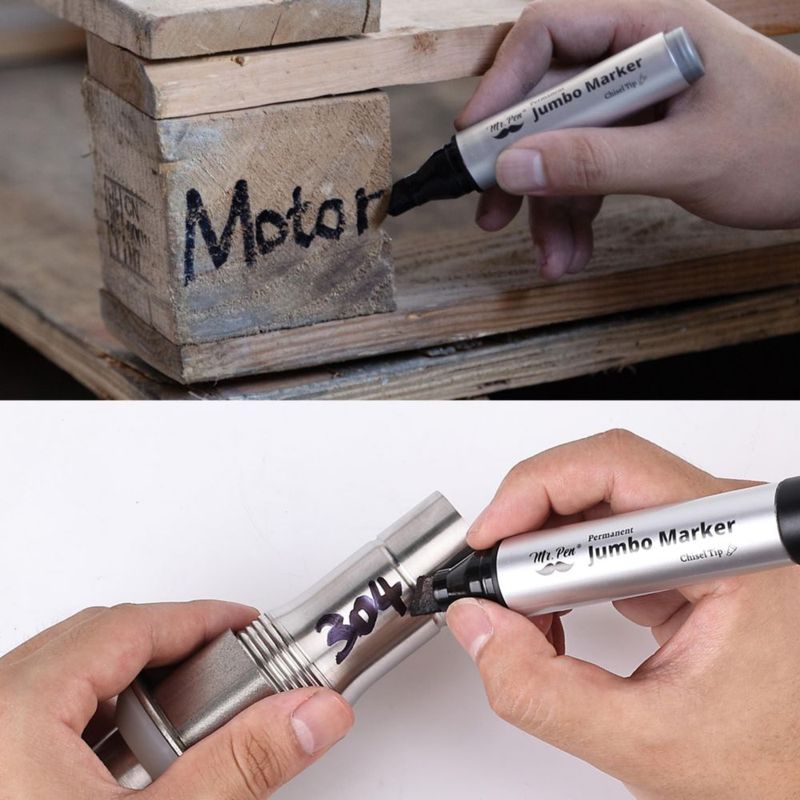 Marcadores Mr. Pen Jumbo de 4 unidades negros punta biselada impermeables